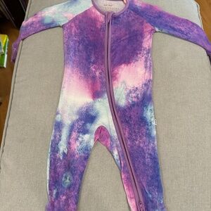 Purple Watercolor Little Sleepies Zippy 3-6mo